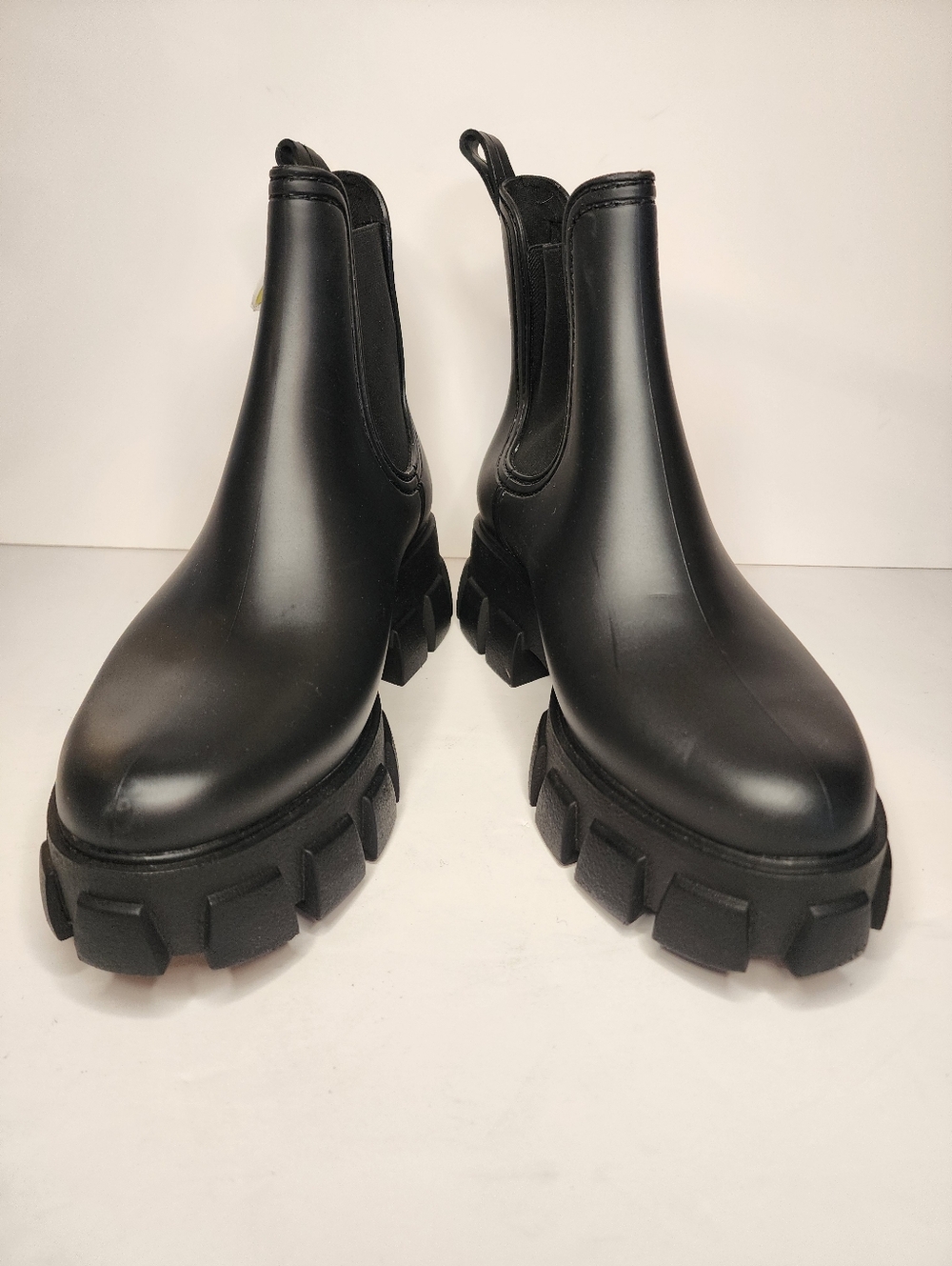 Jeffrey Campbell Pleu Waterproof Chelsea Lug Sole Black Ankle Rain Boots 9